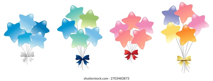 Star-shaped balloon illustration set. Vector illustrations on a white background.