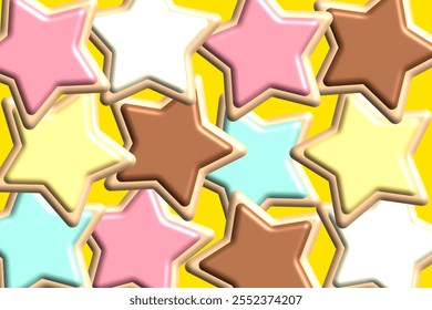 Star-shaped Cookies with Chocolate Icing