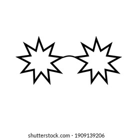 Star-shaped eyeglasses, glasses icon. Vector illustration, flat design.