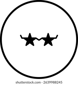 Star-Shaped Glasses Icon within a Circle: A Minimalist and Playful Design Element