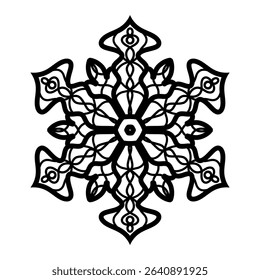 Star-Shaped Mandala Pattern in Bold Black Lines – Abstract Geometric Ornament Design
