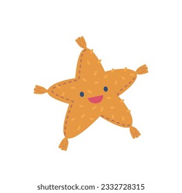 Star-shaped Plush Toy Isolated On White Background. Soft And Cuddly Toy In The Shape Of A Star, Perfect For Hugging