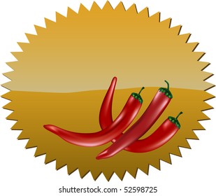 Star-shaped sign with red chili peppers and copy space above