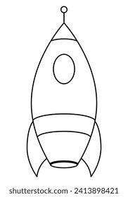 starship - black and white cartoon vector illustration of spaceship, isolated on white background