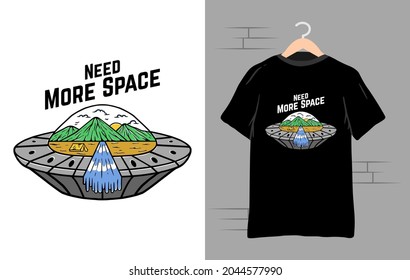 Starship Camping Tshirt Illustration Vector