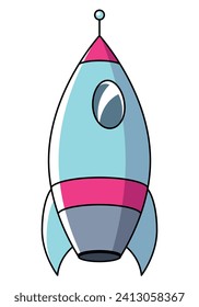 starship - color cartoon vector illustration of spaceship, isolated on white background