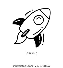 Starship doodle Icon Design illustration. Space Symbol on White background EPS 10 File