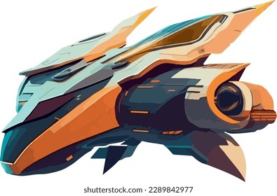 Starship multicolor vector illustration isolated on white background