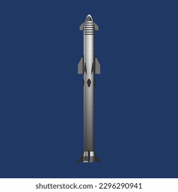 Starship rocket vector illustration. Super heavy space vehicle.