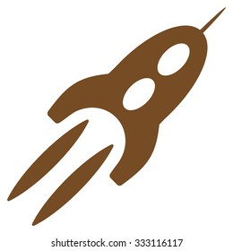 Starship vector icon. Style is flat brown symbol, rounded angles, white background.