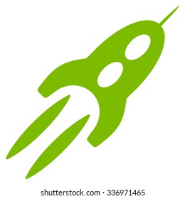 Starship vector icon. Style is flat eco green symbol, rounded angles, white background.