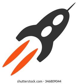 Starship vector icon. Style is flat bicolor orange and gray symbol, rounded angles, white background.