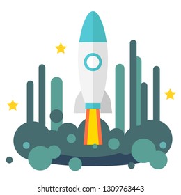 A starship vector illustration in flat color design