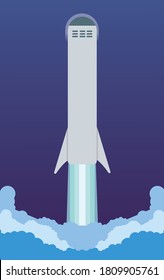 Starship/Rocket launch vector | Spacex starship taking off on a mission