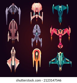 Starships, spaceships or galaxy space jet ships