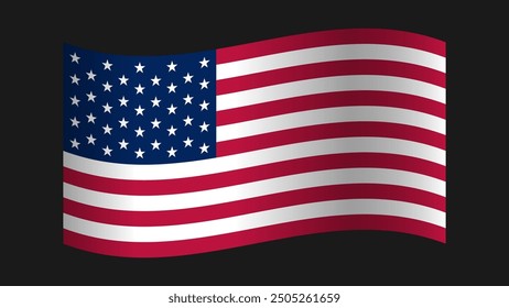 The star-spangled American national flag waving on a black background