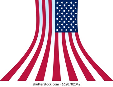 A star-striped US flag hanging vertically expanding below and forming a background