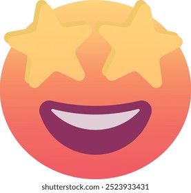 Ícone de emoji com traço de estrela. Cores modernas, elemento popular para mídias sociais e designs digitais. Emoticon, elemento isolado.