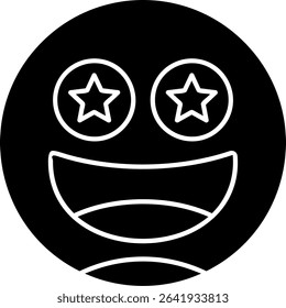 Star-Struck Glyph Vector Icon Design