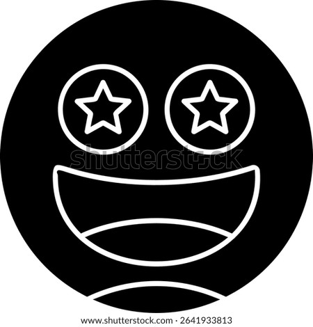 Star-Struck Glyph Vector Icon Design