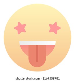 Star-Struck with Tongue Out Emoticon Emoji Sign Face