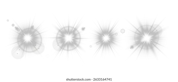 Star-sun light with glowing rays and radiant flashes. A high-quality vector illustration featuring bright gold light particles, glitter effects, and shimmering sunbursts.