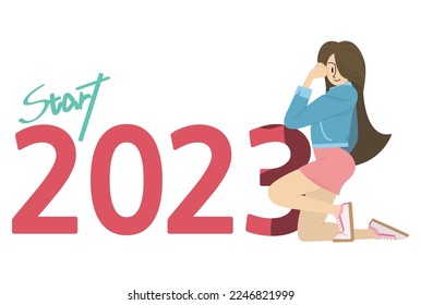 start! 2023! Cheers to a good start. vector, character design