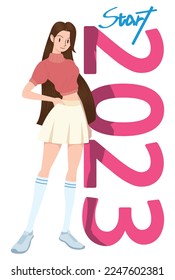 start! 2023! Cheers to a good start. vector, character design