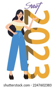 start! 2023! Cheers to a good start. vector, character design