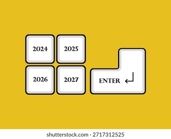 Iniciar 2026 novo ano em um conceito criativo por clique entrar teclado chave vetor ilustração	