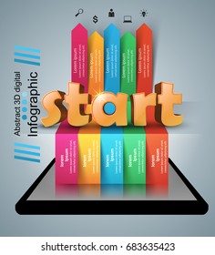 Start 3d logo on the grey background