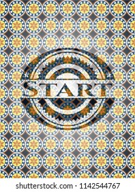 Start arabic badge background. Arabesque decoration.