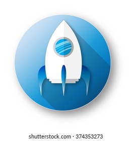 Start up arrow symbol on blue background. Way to success, arrow up. White arrows going up - success concept illustration
