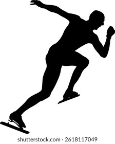 start athlete in speed skating competition, black silhouette