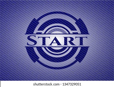 Start badge with denim background