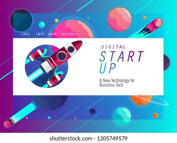 start up banner template for business technology