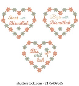 Start and begin everything with Bismillah quote lettering. Start with Bismillah quote calligraphy lettering.