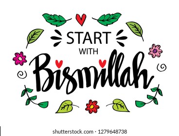 Start with bismillah. Islamic poster.