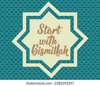 Start with Bismillah. Ramadan lettering. Perfect design for greeting cards, posters and social media. Religion Islamic quote