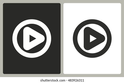 Start - black and white icons. Vector illustration.