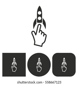Start up - black and white icons. Vector illustration.