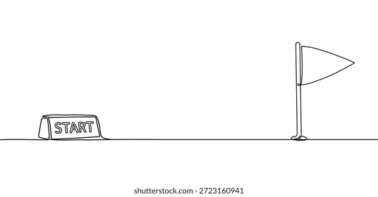 Inicio bloque final bandera marcando viaje de progreso ilustración gráfica de arte de línea mínima diseño simple