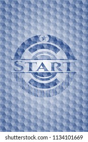 Start blue badge with geometric pattern background.