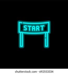 Start blue glowing neon ui ux icon. Glowing sign logo vector