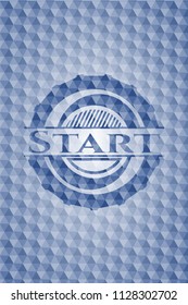 Start blue hexagon emblem.