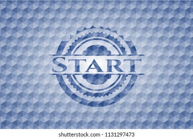 Start blue hexagon emblem.