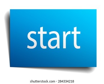 start blue paper sign on white background