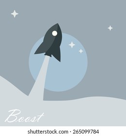 Start up or boost new business illustration with rocket art