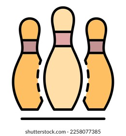 Start bowling game icon. Outline start bowling game vector icon color flat isolated on white