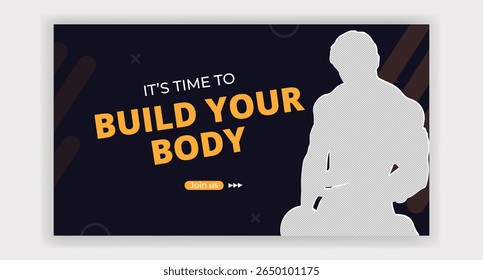 Comece a construir o seu modelo de design de banner de miniatura de ginásio corpo